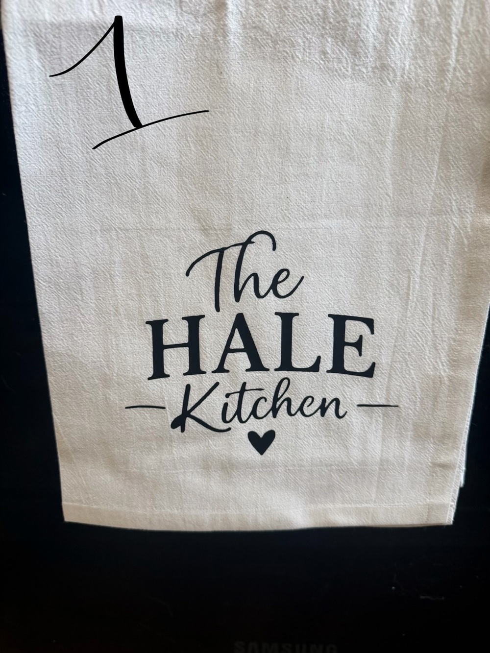 Personalized Kitchen Personalized Cotton Tea Towel - White with Black Print